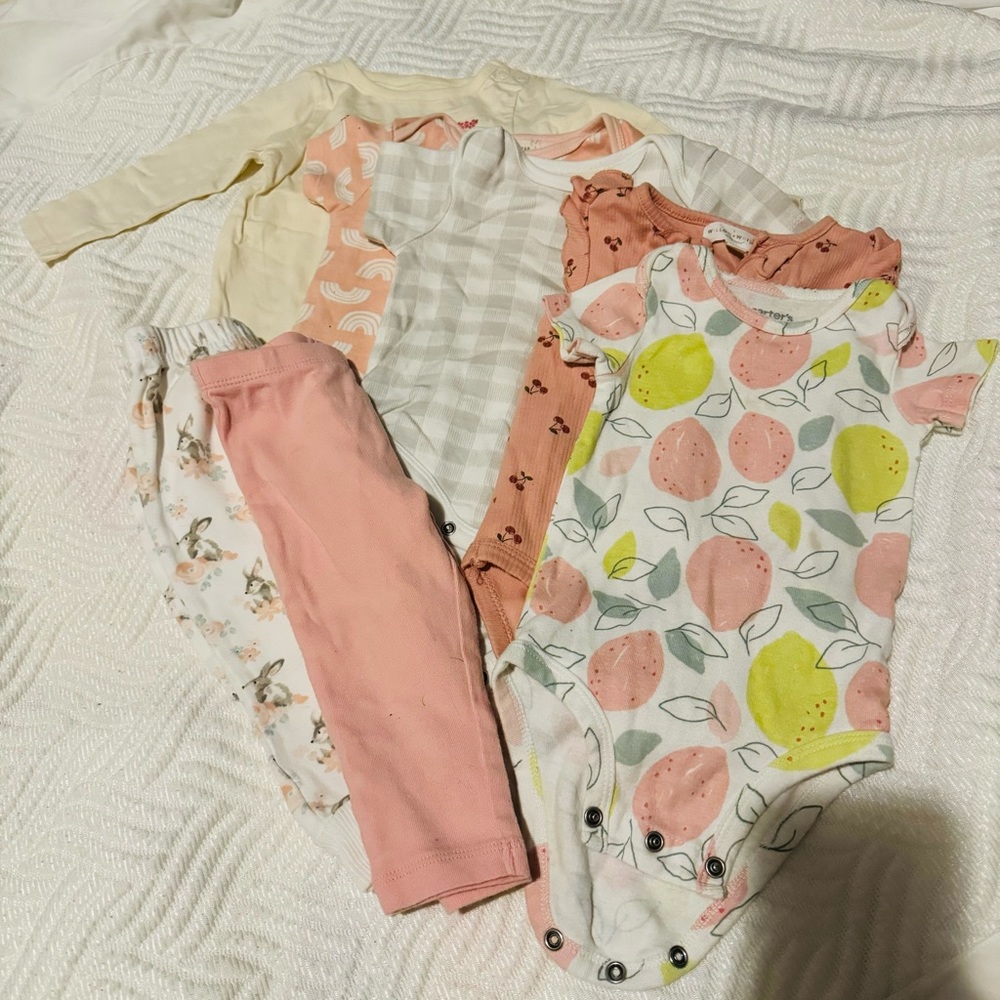 6-9m Multi-brand babygirl one-pieces and pants